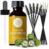 Organic-Castor-Oil-for-Eyelashes-and-Eyebrows-with-Applicator-Kit-Lash-Brow-Growth-Serum-by-Pure-Body-Naturals-1-Ounce-Label-Varies Pure Body Naturals Castor Oil for Eyelashes and Eyebrows - Brow and Lash Growth Serum - Organic Hexane Free Cold Pressed Unrefined - 1 fl oz