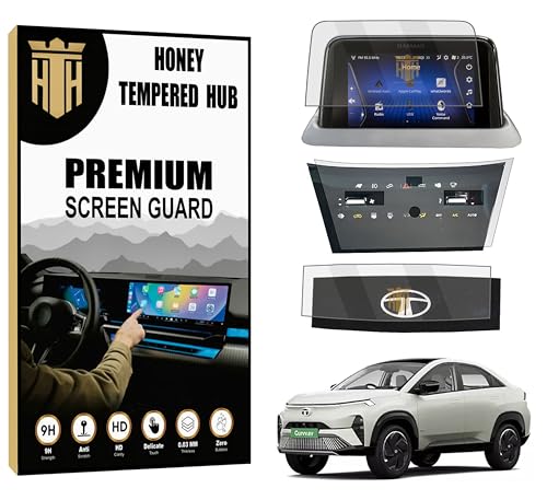Image of (3 PACK Screen Guard For TATA CURVV EV 2024 /7 INCH INFOTAINMENT + STEERING + AC PANEL PROTECTOR /Curvv.EV Creative Car Digital Display Accessories [Not Tempered Glass] 7 INCH