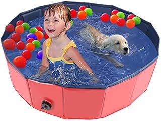 HALOVIE Dog Pool Foldable Dog Paddling Pool 80cm/120cm/160cm Pets Kids Dog Swimming Pool PVC Bath Tub for Pet Cats Large Small Puppy Indoor/Outdoor Children Bathing Pool for Garden