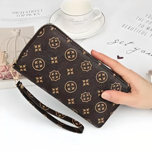 Card Wallets for Women Ladies Credit Card Holder RFID Blocking Small Card Holder Zipper Wallet Leather Coin Purse (Starry Coffee)2