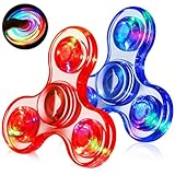 Gigilli Fidget Spinners for Kids 2 Pack, Light up Sensory Fidget Toys Adults Kid 4-8-12, Glow in The Dark ADHD Autism Toys 5-7 Boys Girls, LED Classroom Prizes Christmas Stocking Stuffers Mini Fidgets