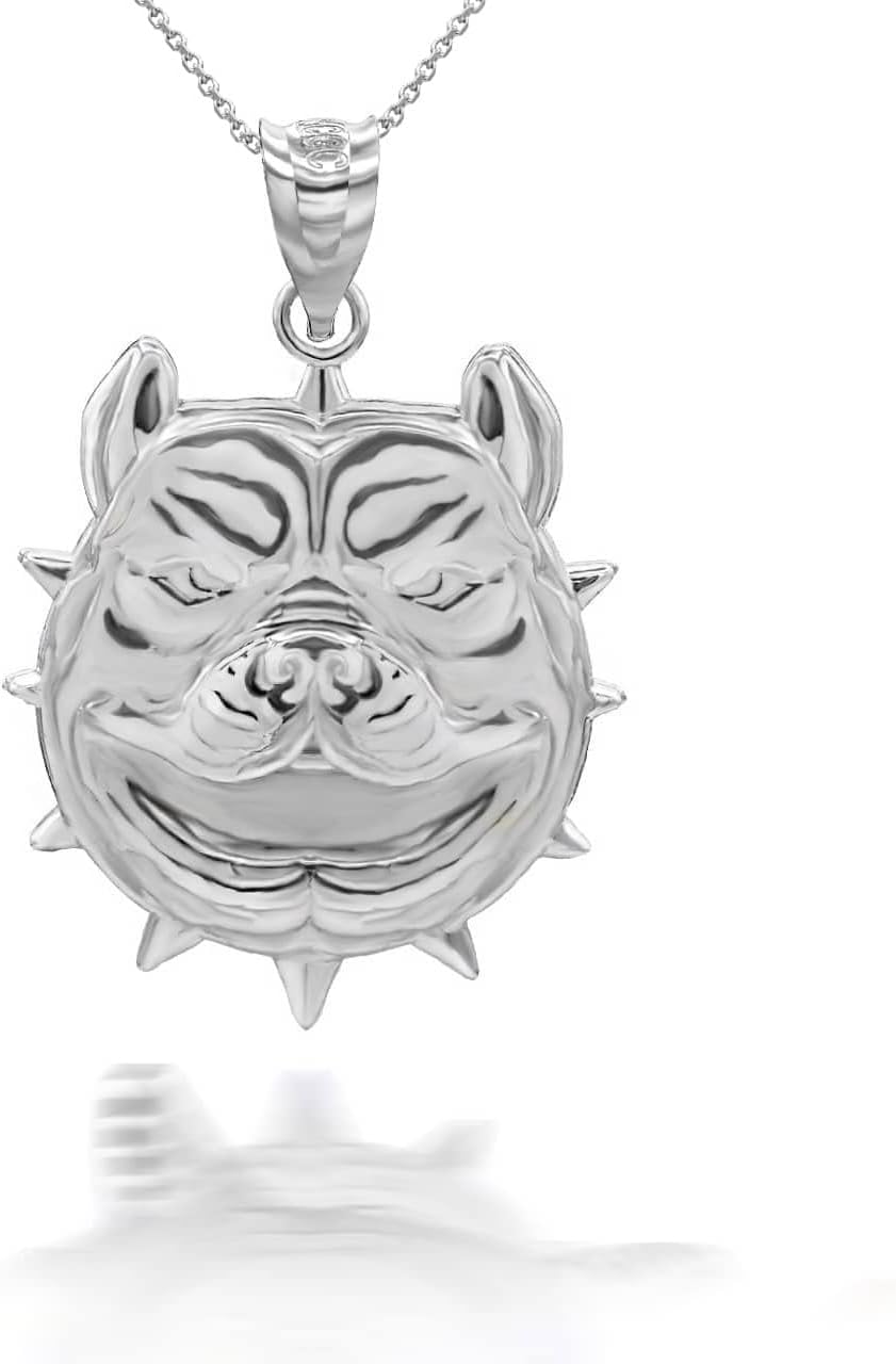 Claddagh Gold Pitbull American Pit Bull Terrier Bully Dog Head in Solid Sterling Silver Pendant Necklace and Pendant Only