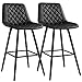 SONGMICS Juego de 2 Taburetes de Bar, Altura Ajustable, con Respaldo, Asiento Acolchado, Reposapiés Metálicos, PU, en Sala de Estar y el Restaurante, Capacidad de Carga 120 kg, Negro LJB025B01