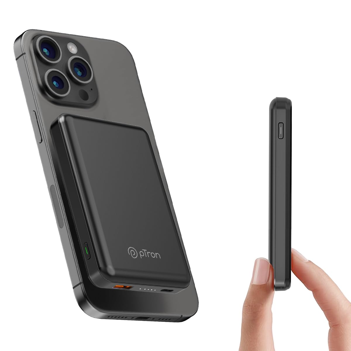 pTron Dynamo Flash 10000mAh Slim Magnetic Power Bank, 22.5W USB Fast Charging, 15W Wireless Charging, 20W PD/Type C Fast Charging, 3 Outputs, USB Type-C Input & Multiple Layers of Protection (Black)-image-28