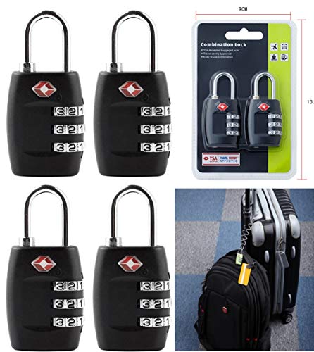 LIOOBO 2 peças TSA335 cadeado aduaneiro de três bits com trava de senha redefinível antirroubo TSA t