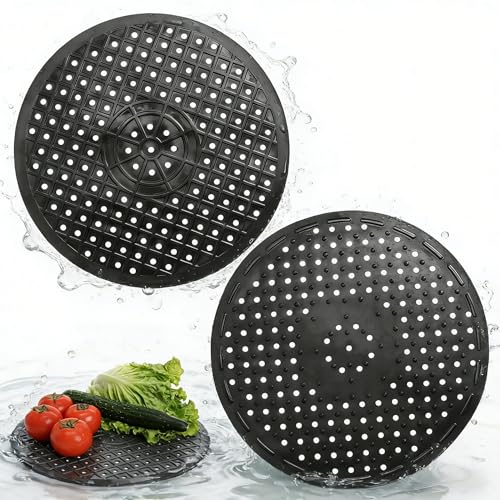 LOLANIUT Lot de 2 Tapis Évier Cuisine, Tapis Fond d’évier Rond Égouttoir en Silicone Découpable, Protège Évier Cuisine Antidérapant Résistant à la...