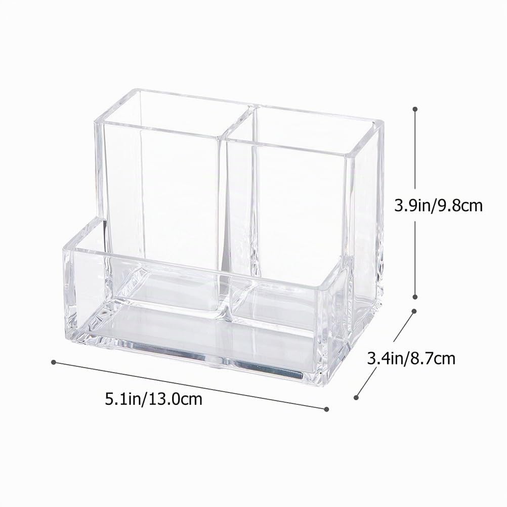 Cabilock Portapenne Multifunzione Organizer Da Scrivania 3 Scomparti 5.12X3.86X3.43In Contenitore Desktop Per Penne Biglietti Da Visita Accessori Casa Ufficio Studio