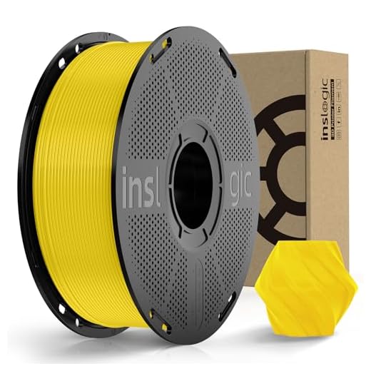 Inslogic Pre-Dried PLA Pro 3D Printer Filament, Strong & Tough PLA Pro Filament 1.75mm ±0.02mm, Reusable Spool, Compatible with Bambu and More FDM Printers, 1kg (Yellow)
