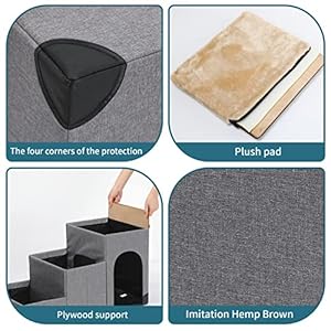 Petsfit-Cat-Steps-3-in-1-Multi-Use-with-Storage-Room-Dog-Lounge-Design-Washable-and-Removable-Non-Slip-Fleece-Cover-Dog-Steps-for-High-Bed-Gray-Linen - Cucciolini Doodles   Petsfit-Cat-Steps-3-in-1-Multi-Use-with-Storage-Room-Dog-Lounge-Design-Washable-and-Removable-Non-Slip-Fleece-Cover-Dog-Steps-for-High-Bed-Gray-Linen