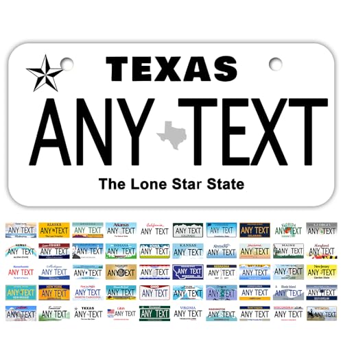 Mini License Plates for MotorMini License Plates Personalized License Plates Custom for Car Bikes ATV Kids Car Golf Cart 2x4 inch 3x6 inch Rust-Free Fade Resistant Aluminum (Arizona)
