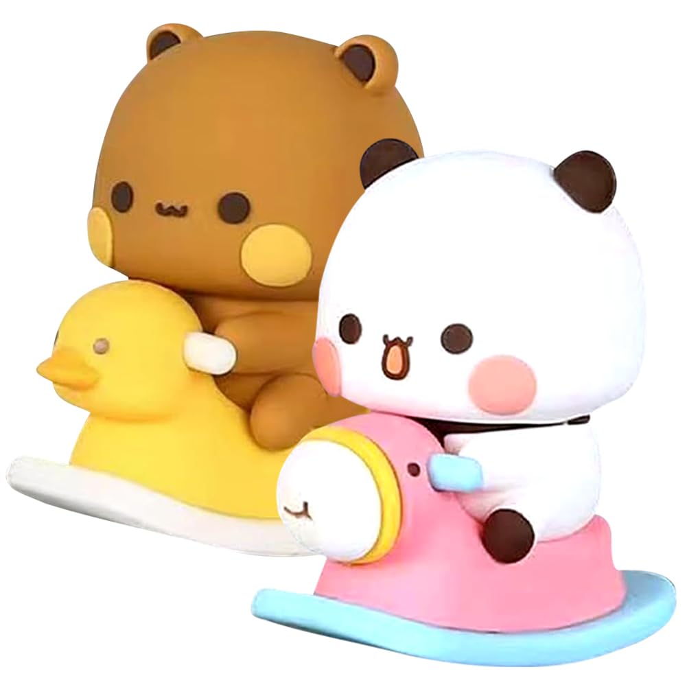 YEIUZPT 2 pcs Bubu Dudu Bobblehead, Bubu Dudu Wobble Figure, Cute Car Dashboard Decorations, Collectible Table Decoration, for Office, Desktop, Room, Car Decoration Sculpture Bear