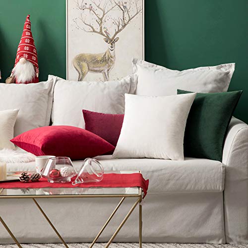 Image of MIULEE Pack of 2, Velvet Soft Soild Christmas Decorative Square Throw Pillow Covers Set Cushion Case for Sofa Bedroom Car 20 x 20 Inch 50 x 50 cm