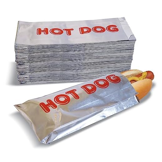 Better Kitchen Products Foil Hot Dog Wrappers, 9" x 3.7", Insulated Grease Resistant Hot Bag Sleeves, Disposable Foil Paper Hot Dog Bags (200 Pack)