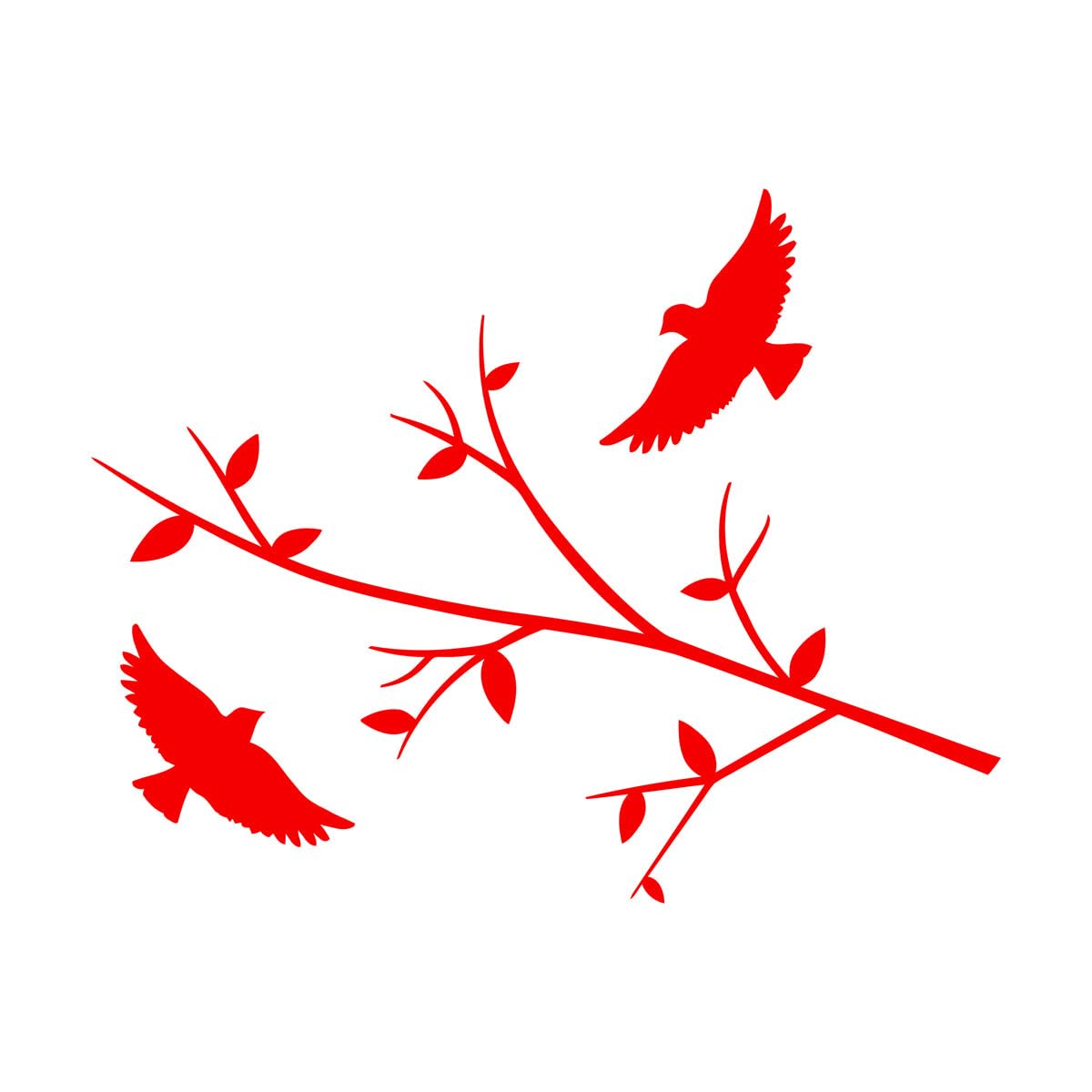 Fine Carving Decals Birds Tree Branch Freedom Bedroom 54x69.8cm Equipped with Transfer Film kit Large red