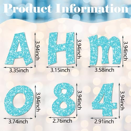 Image of Colarr 216 Pcs 4 Inch Glitter Bulletin Board Letters for Classroom Alphabet Punctuation Symbol Cutout Die-Cut Light Blue Poster Letter with Adhesive Dot School Party Holiday Decor Display