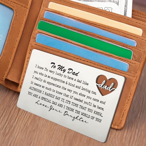 Image of YODOCAMP Dad Appreciation Wallet Card, Thank You Gift from Daughter, Encouraging Greeting Card for Father, Everyday Reminder of Love and Gratitude, Pocket Size Message Card QBK18