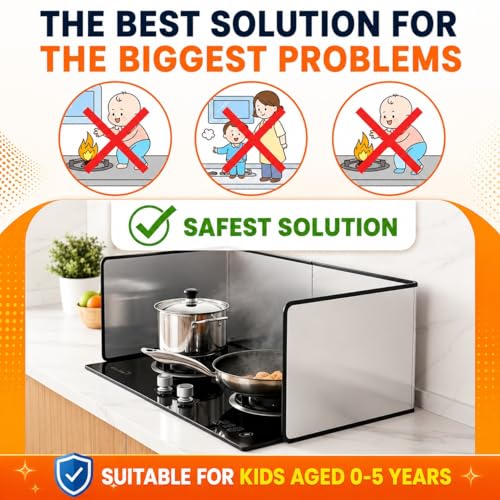 Image of Hukimoyo 4 Fold Oil Splash Guard for Kitchen Stove Oil Baffle Splash Shield Guard for Kitchen Gas Stove Anti Splatter Oil Splatter Shield Oil Protector (76L x 30Wx 30Hcm)