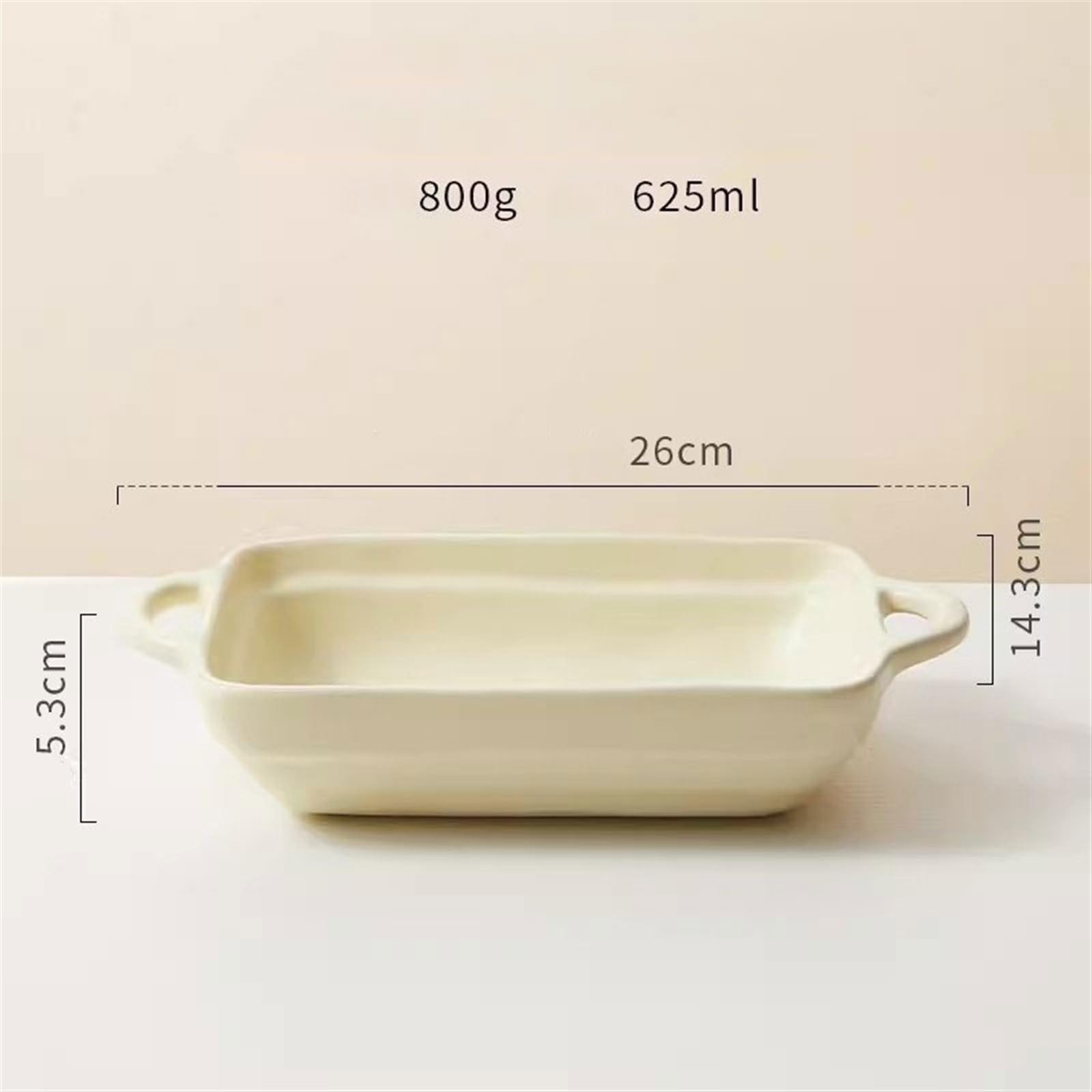 Auflaufform Keramik-Backform for Käse und Reis, Backform mit Doppelohren, Backform for den Heim-Mikrowellenherd, Speiseform, breite Spaghetti-Schale Backform(Weiß,7.6inch)