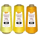 3 Cones total375g size3 Crochet Thread,100% Pure Cotton Thread Yarn for Hand Knitting,crochetting(445-726-972)
