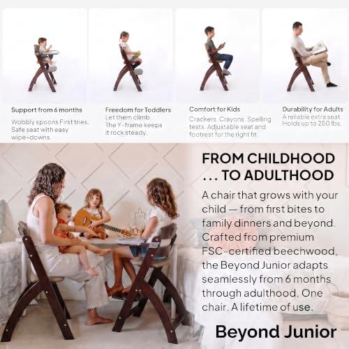 Image of Beyond Junior Y High Chair - Mahogany Wood - Soft Mocha