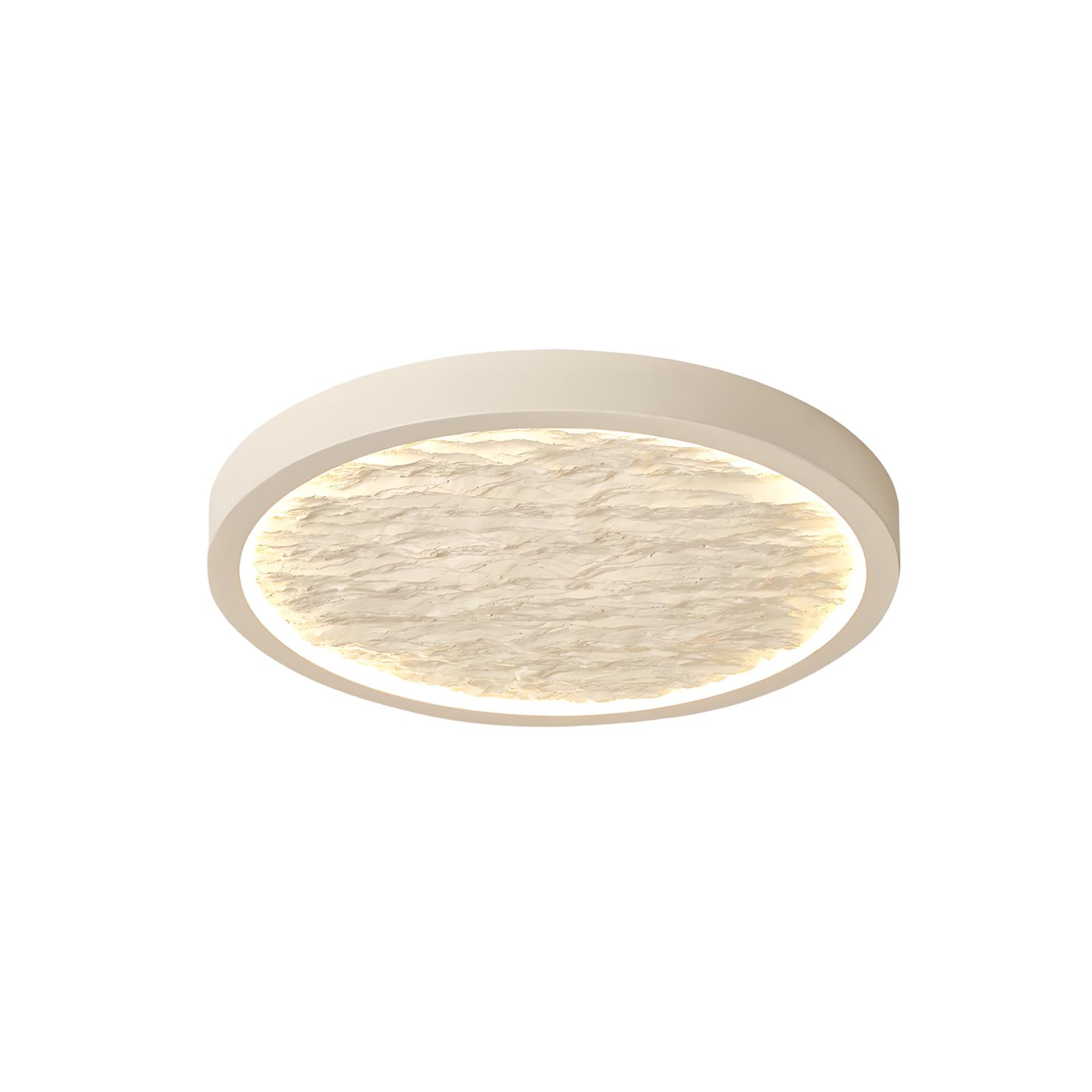 YNVIOZM Modern LED Flush Mount Ceiling Light, 20w/27w/31w, French-Style Carved Design Cream Resin Lighting Fixtures with Rock Textured Finish Ceiling Lamp for Bedroom Kitchen Dining Room Office