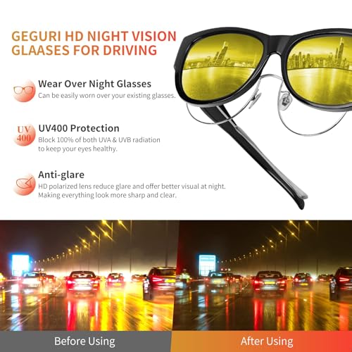 Image of GEGURI Polarized Sunglasses Fit Over Glasses for Men Women, Oversized Square Sun Glasses UV400 Protection Shades