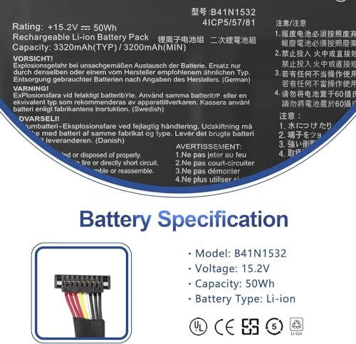 Wefly B41N1532 Laptop Battery Compatible for Asus Q504UA Q504U Q504UA-BBI5T12 Q504UA-BHI5T13 Q504UA-BI5T26 Q504UA-BHI7T21 Laptop Battery - Image 2