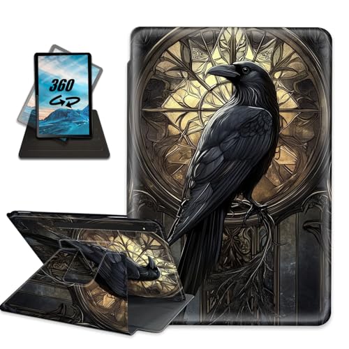 for Samsung Galaxy Tab Tab S7 11.0' 2020 Case Folio Multi-Angle Rotating Stand for Samsung Tab S7 Tablet Auto Sleep/Wake Cover,Raven Stained Glass Art