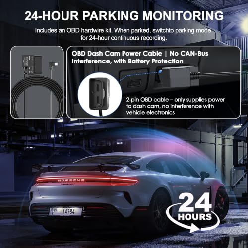 Image of Front and Rear Dash Cam, 4-Channel 360 Full Coverage Car Camera with Starlight Sensor Night Vision, GPS, 5.8GHz High-Speed WiFi, 24H Parking Monitor, G-Sensor, 170 Wide Angle, 128GB SD Card Included