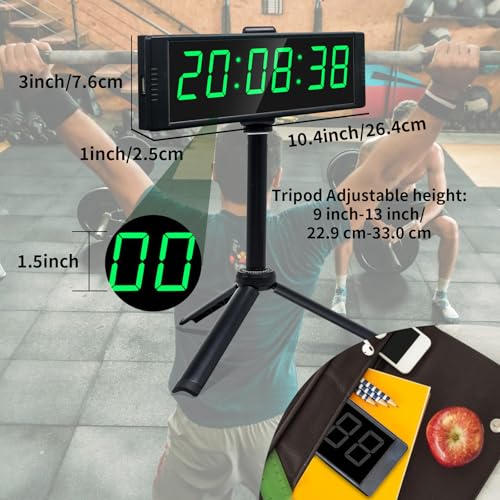 Image of YZ Gym Timer Clock for Home Gym, Fitness Timer with Stopwatch Button, Large Digital Stopwatch Countdown Clock, 12 /24H Digital Wall Clock, with Stand