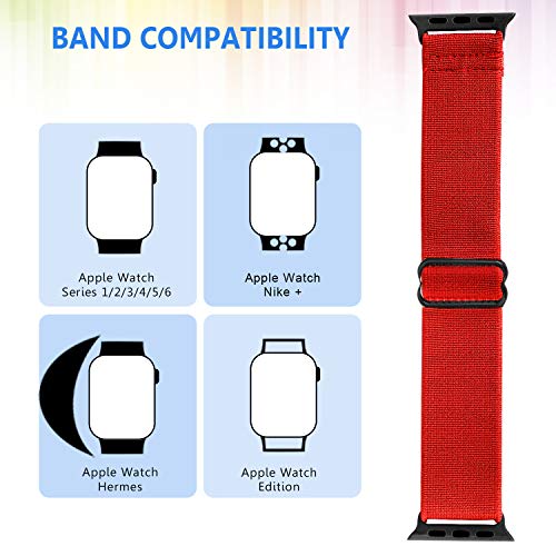Image of 5 PACK Nylon Elastic Band Compatible with Apple Watch Bands 38MM 40MM 41MM 42MM 44MM 45MM for Women Men,Bold Adjustment Buckle iWatch Band for Series 8 /7 /6 /5 /4 /3 /2 /1 /SE