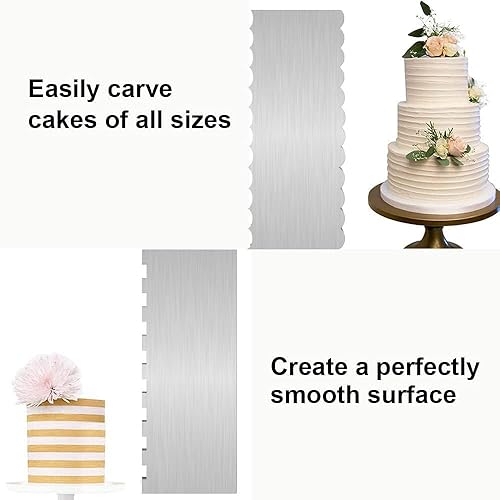 Miniatura 4 de DUALSHINE Kit de 3 piezas de suministros de decoración de pasteles, raspador de tartas, juego de herramientas más suaves de 9 pulgadas, raspador de