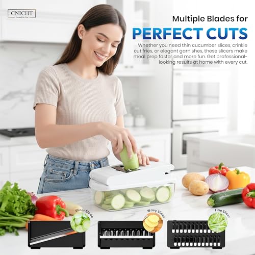 17-in-1 Vegetable Chopper Veg Dicer Cutter with 7 Rust-Resistant Blades – Veggie Food Salad Chopper Manual, Onion Slicer with Container, Easy to Clean - Image 5