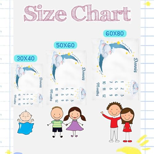 Image of OLIVE OLIVIA Personalized Baby Milestone Blanket, Custom Name, 60 inchx80 inch, Soft Flannel Fleece, Unisex, Winter, Baby Blanket