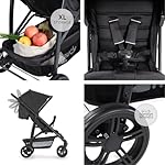 hauck Buggy Rapid 4 mit Lenkrad und XXL Zubehörpaket (Insekten- & Regenschutz) | Sportbuggy mit Liegefunktion, leicht & kompakt faltbar - Caviar Black