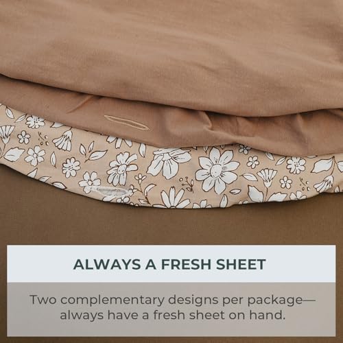 Image of Pobibaby 2 Pack Changing Pad Covers for Girls - Premium Cotton Blend Baby Diaper Changing Table Cover, Soft Breathable Girl Nursery Pad Sheets for Standard Pads 16x32 Newborn Bedding (Meadow)