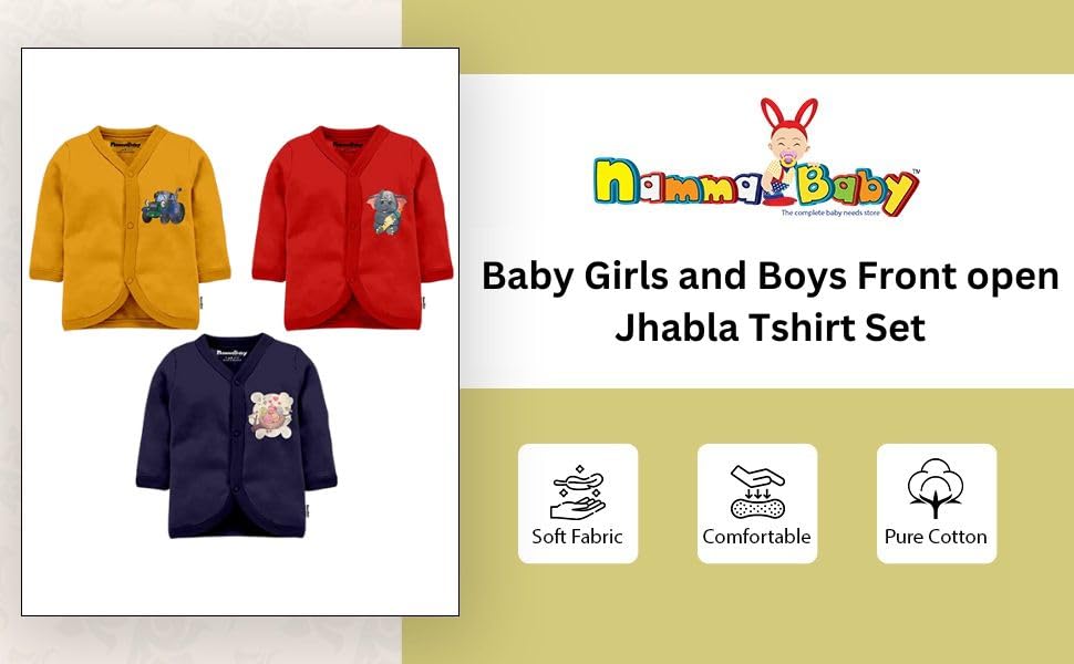 Image of Tinchuk Baby Boy's & Baby Girl's Printed T-Shirt /Jhabla /Nightsuits with Assorted Prints- Multi-Pack