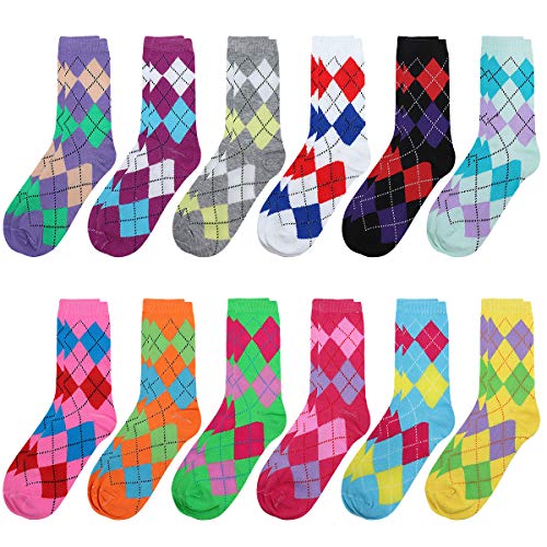 Image of Falari 12 Pairs Women's Cotton Crew Socks Assorted Colors