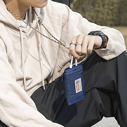 Rough Enough Kids Wallet For Teen Boy With Lanyard Keychain Trifold Canvas Denim Blue Casual #TOP1