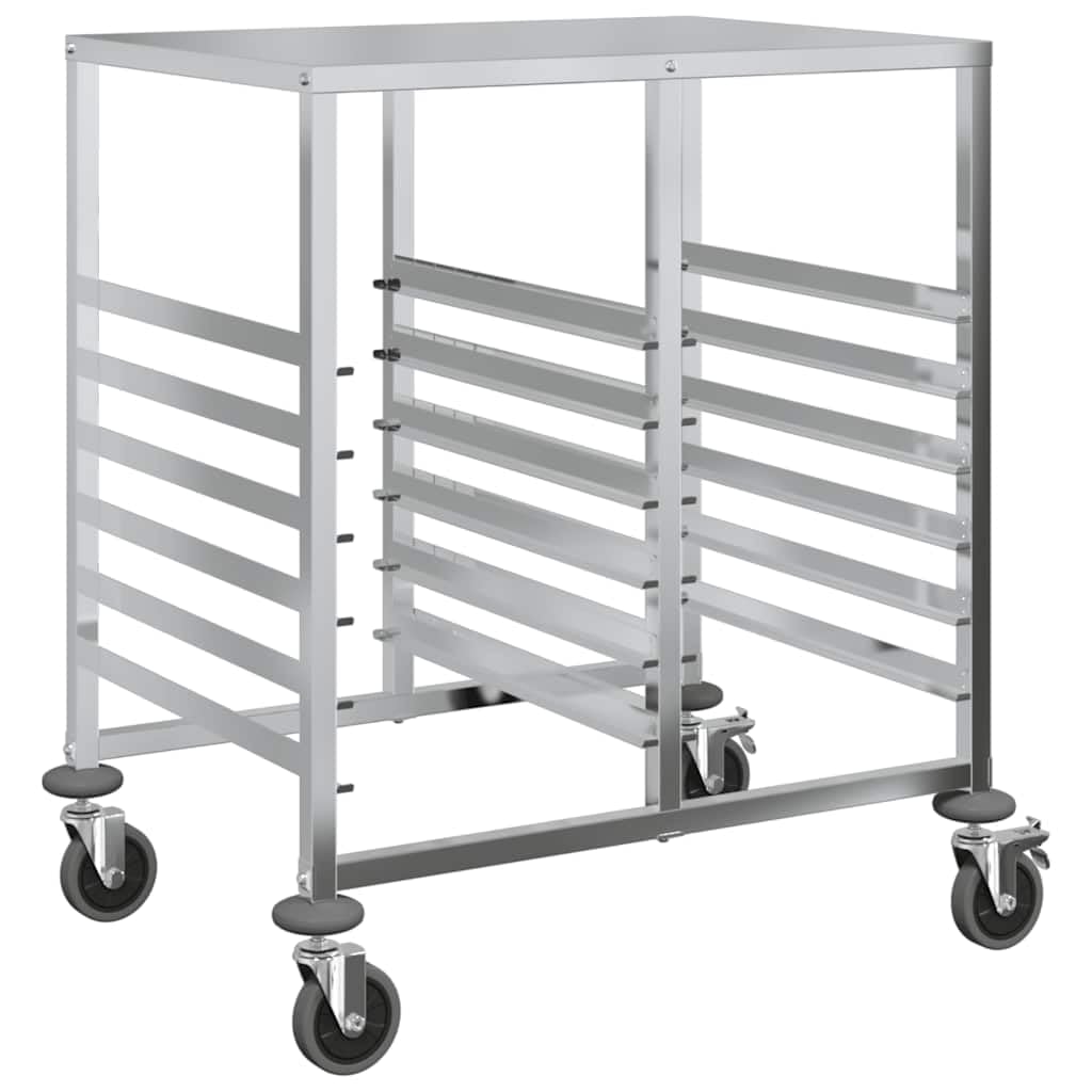 vidaXL Carro con bandejas y 12 contenedores GN 75x55x87 cm, Estante para bandejas, Carro para panadería, Estante para bandejas de panecillos