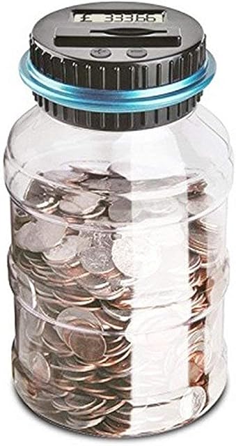Vinsani® Digital Piggy Bank Counter, Automatic UK Coin Counting Jar Money Box for Kids and Adult, Safe Money Bank Coin Saving Pot Container with LCD Display and Large Capacity