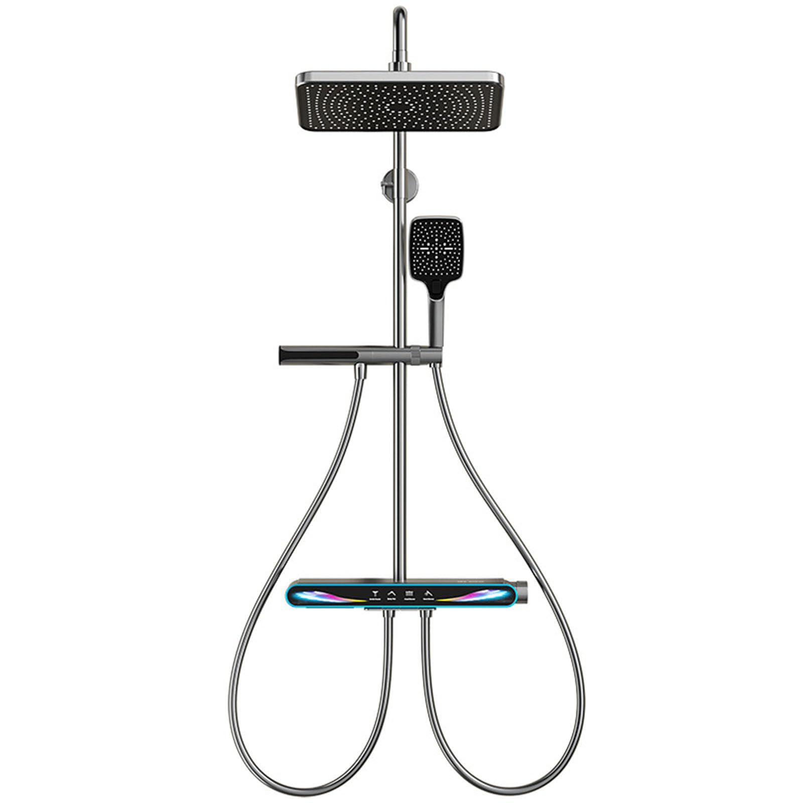 WXPGFEQ Shower Faucet Set, Rainfall Shower Head with Handheld Combo, Rain Shower System with Tub Spout and 2-function Shoulder Spray, Wall Mounted Shower Complete Combo with Temperature Di
