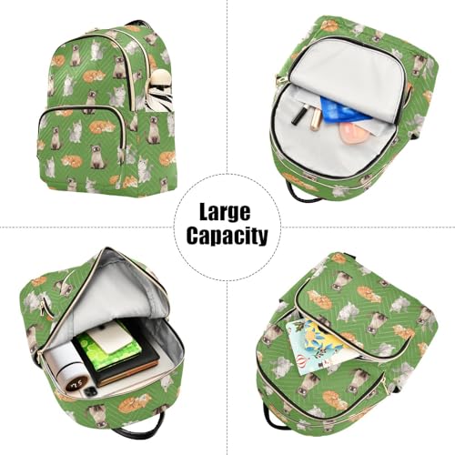 Image of Women Fashion Backpack Purse Cat Print Rucksack, M | Casual Lightweight Quilted Daypack Ladies Bag for College Travel Work