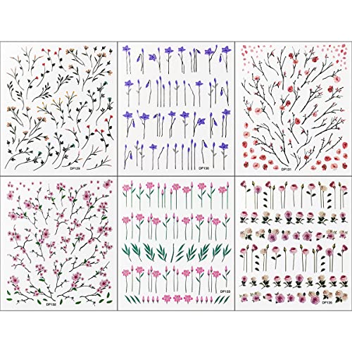 Spring Flower Nail Art Stickers Decals Self-Adhesive Pegatinas Uñas Cherry Blossom Floral Willow Morning Glory Design Manicure Tips Nail Decoration For Women Girls 6 Sheet #TOP1