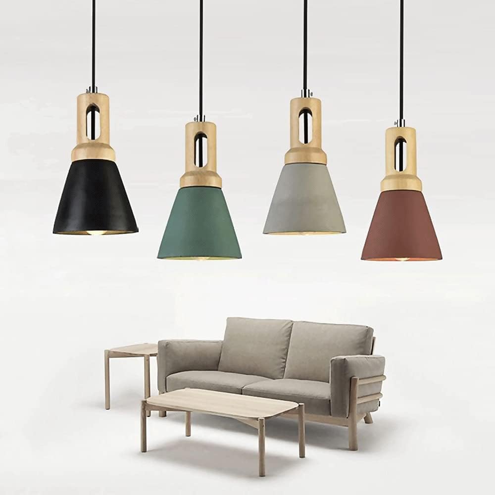 Industrial Concrete Light Kitchen Island Solid Wood Nordic Light Multicolor Cement Retro Rustic Hanging Lamp Suspension Light for Bedroom Restaurant Home Decor/