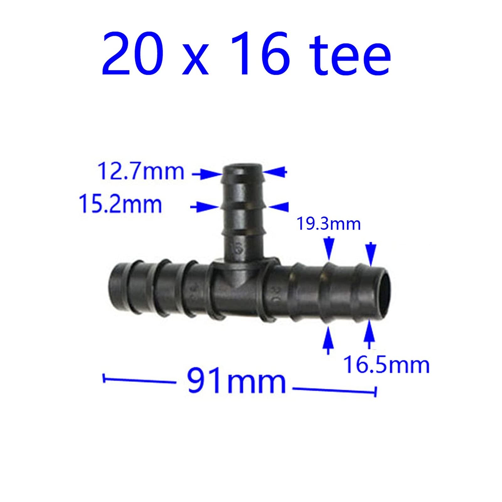 Kit de conectores conjuntos de manguera 25pcs Garden 25mm / 20mm / 16mm de reducción de la manguera de PE TEE Conector de la barba 3/4 1/2 Manguera Diverter Garden Accesorios de irrigación