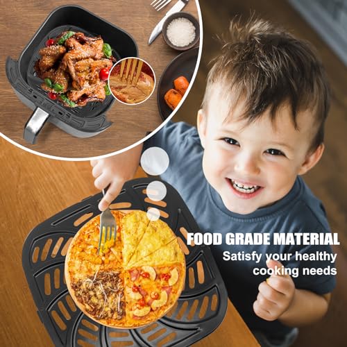 Image of Air Fryer Grill Plate for Gourmia GAF856 GAF826 Air Fryer, Nonstick 9.8''*9.8'' Square Replacement Parts Accessories Rack Tray Grill Plate Crisper for Gourmia 8QT
