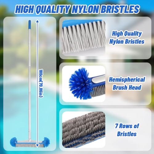 Brosse de piscine avec poils hémisphériques et structure aluminium - 4