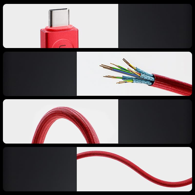 Miniatura 8 de Cable USB-C a USB-C de 240 W de carga rápida, compatible con monitor Thunderbolt 3USB4PD8K, cable trenzado de 4.9 pies con indicador LED