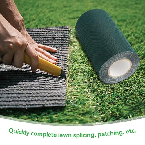 WEFHEF 15cmx5m Kunstrasen Kleber Klebeband Künstliches Grasband Kunstrasenband Selbstklebend Rasenteppich Klebeband zur Befestigung von Kunstrasen Nahtband Nahtklebeband für Garten Rasen Teppich Grün
